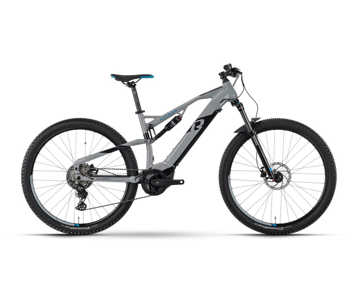 VTT électrique tout suspendu Unisexe FULLRAY 130E 5.0 TEKTRO Gris/Noir/Bleu